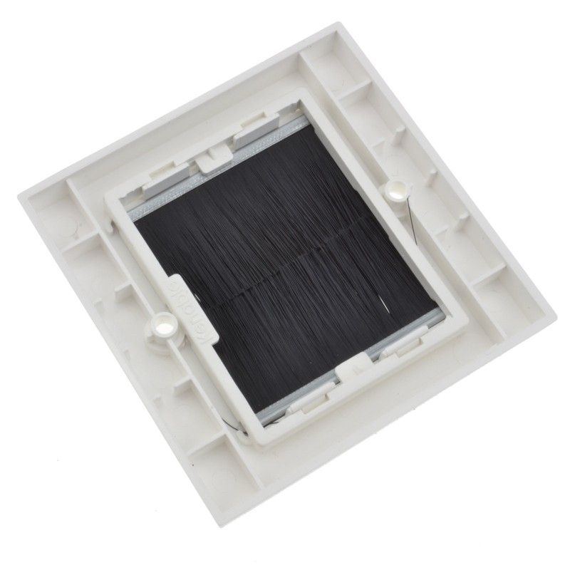 kenable BLACK BRUSH Faceplate for Cable Exit/Wall Outlet UK Single