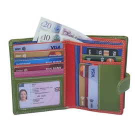 STARHIDE Womens RFID Blocking Compact Soft Leather Multi Coloured Purse 5535 (Green Multi)