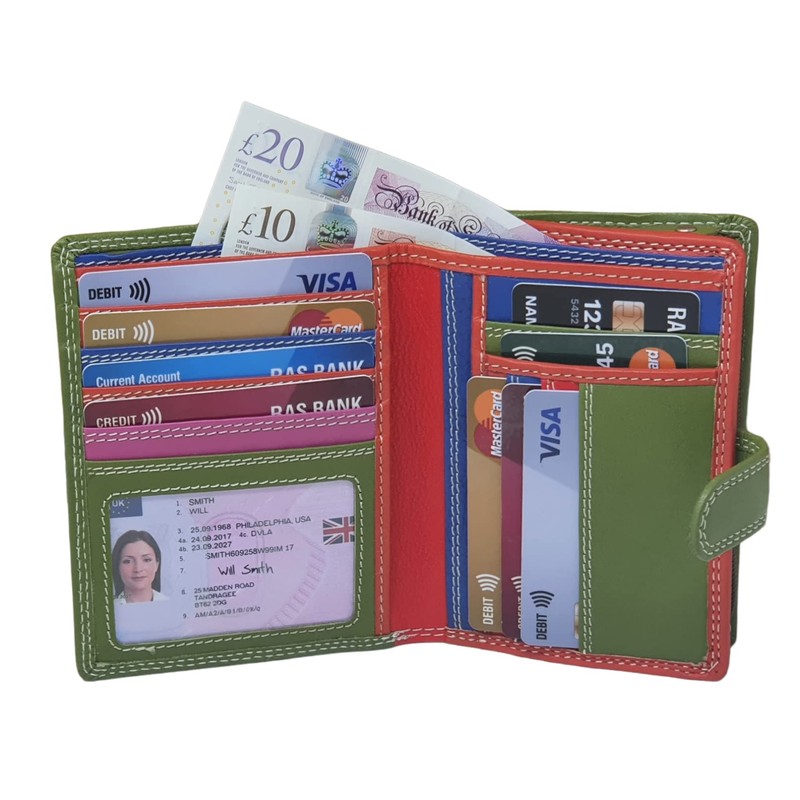 STARHIDE Womens RFID Blocking Compact Soft Leather Multi Coloured Purse