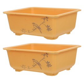 POPETPOP Rectangle Bonsai Pots, 2pcs Bonsai Training Pots with Drainage Holes Rectangular Nursery Pot Deep Pot Plants Growing Pot Windowsills Box for Garden Home