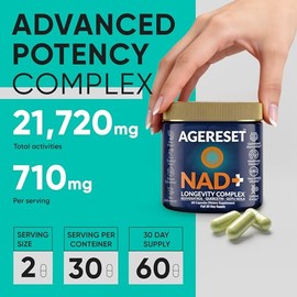 AGERESET NAD Suplemento NMN Alternativo Liposomal + Gotu Kola para Mujeres y Hombres con Resveratrol, Quercetina, Gotu Kola