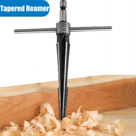 Treki T-Handle Tapered Reamer Set，2 Pieces 1/4 Inch Hex Shank Guitar Tapered Reamers 3-13mm & 5-16mm Luthier Tapered Hand Reaming Tool for Wood Metal Plastic Planks Chamfering Screw Sinking Holes