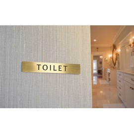 Black Box Buzz Brass Toilet Door Plate "Toilet" 4.7 x 0.8 inches (12 x 2 cm), Made in Japan