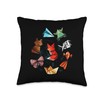 Paper Origami Animals Throw Pillow
