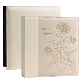 Miaikoe Photo Album 6x4 600 Photos Slip in, Extra Large Capacity Leather Cover Wedding Family Picture Albums Holds 600 Horizontal and Vertical 10x15cm Landscape Photos(Beige)