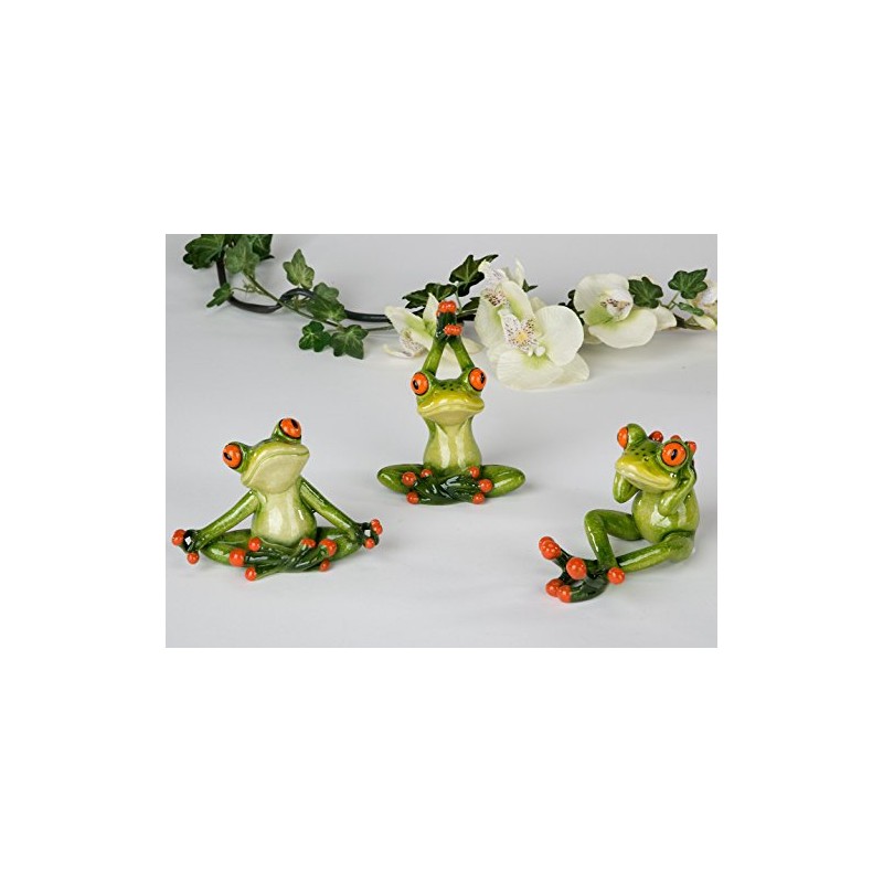 Decorative frog figure sitting in yoga posture, 1 of 3