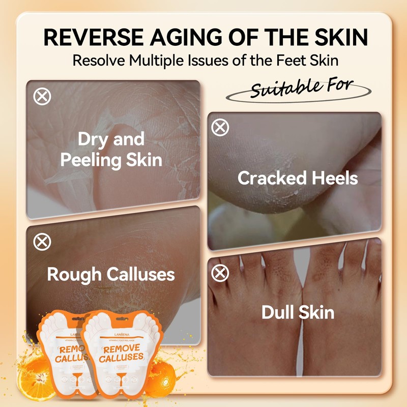 LANBENA Vitamin C Foot Peeling Mask, Foot Mask for Dry