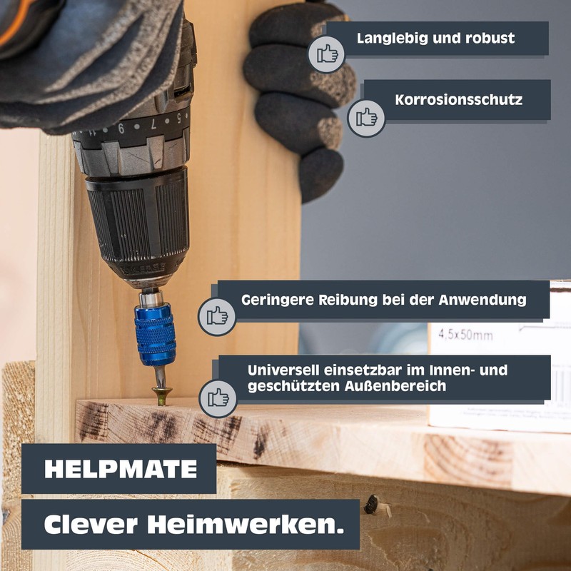HELPMATE - Universal Countersunk Screws 4.5 x 50 Yellow Passivated
