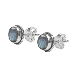 Labradorite Stone Stud Earring, 925 Sterling Silver Gemstone Earring Labradorite Stud 6 MM Round Girls Women Gift Christmas Gift