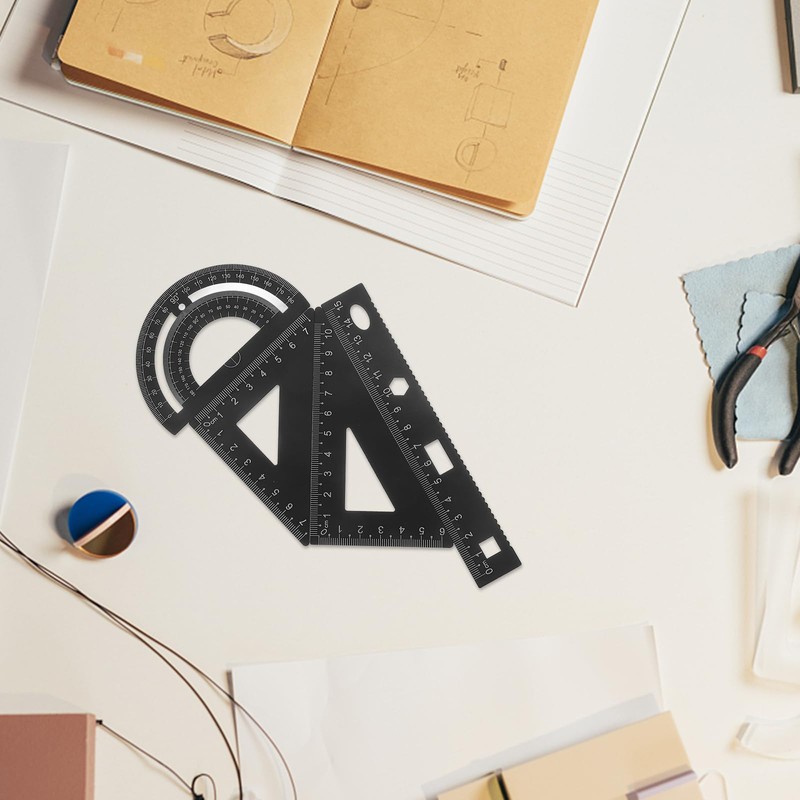 rosenice Aluminum Triangle Scale Ruler Set of 2 Triangular Protractor