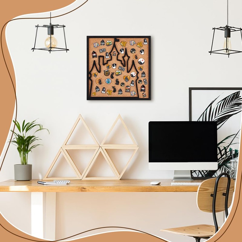 BENECREAT Square Castle Pin Board Cork Board, 30x30cm Bulletin Display