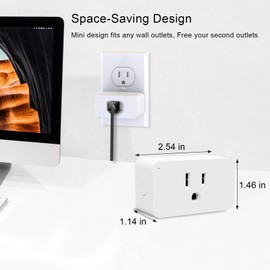 WiFi Dimmer Smart Plug Compatible with Alexa Google Home for Voice Control Mini Smart Outlet Socket with Timer Wireless Remote Control Max Power 300W, No Hub Required, 2.4GHz 1 Pack