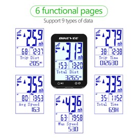 Bikevee Wireless GPS Bike Computer 2.4" Display Altitude Speed Distance Backlight IPX7 Waterproof for Road MTB Cycling - Black