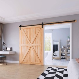 EaseLife 10 FT Heavy Duty Sliding Barn Door Hardware Track Kit,Basic J Pulley,Slide Smoothly Quietly,Easy Install (10FT Track Kit for 60" Wide Single Door)