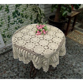 Lelefly Cotton Handmade Crochet lace Table Runners Square Tablecloth Doilies Doily Table Dresser Scarf Décor,19 inch,Beige