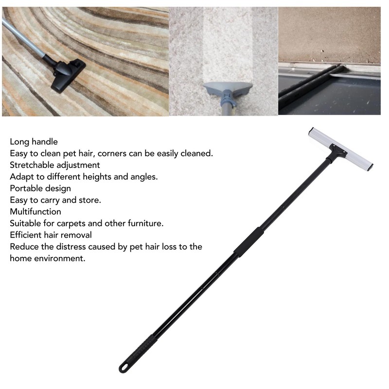 Pet Hair Removal Broom Adjustable Long Handle Carpet Rake Portable