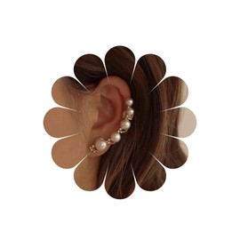 Allereyae Vintage Crystal Pearl Ear Cuff Earrings Rhinestone Pearl Ear Climber Earrings Boho Cz Pearl Ear Wrap Earrings Sparkly Pearl Clip On Cuff Earrings Jewelry for Women