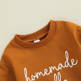 Pudcoco Baby Boys Girls Thanksgiving Outfit Homemade Rolls Bubble Sweatshirt Romper Bodysuit Fall Clothes (Coffee, 12-18 Months)
