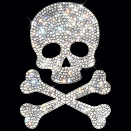 HungMieh Skull Decal Bling Rhinestone Crystal Stickers for Car Bumper Motorcycle Helmet Window Wall Laptops Luggage