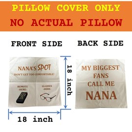 Nana Gifts Grandma Gifts, 2-Pocket Nana Throw Pillow Covers 18x18 Inch, Birthday Christmas Stocking Stuffers Valentine's Day Gifts for Granny Gigi Mimi Grandmother