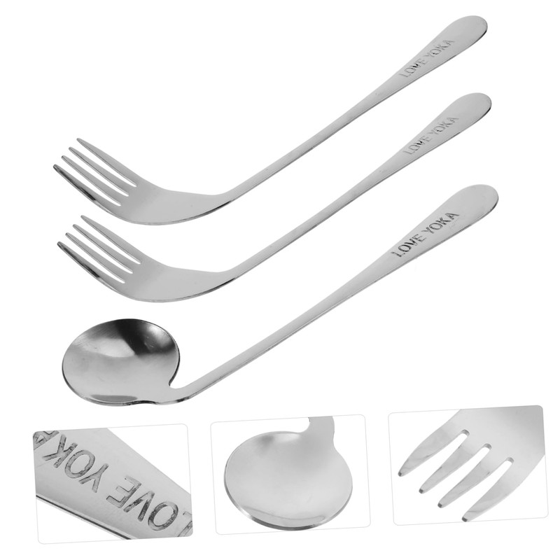 Gatuida 1Set Angled Utensils for Easy Self Feeding Ergonomic Tableware
