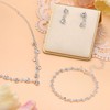 Jstyle Silver Bridal Wedding Jewelry Set Crystal Necklace Bracelet Dangle