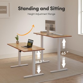 FAMISKY Electric Standing Desk, 55 x 24 Inches Height Adjustable Desk, Ergonomic Home Office Computer Workstation with Splice Board, Light Rustic Brown