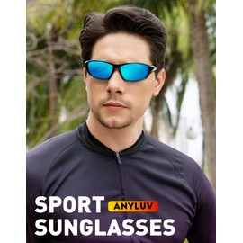 ANYLUV Mens-Sunglasses Polarized Sports Sunglasses-for-men: Outdoor Sports Cycling Glasses UV Protection for Driving Baseball