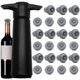 vibedor 24 PCS Wine Vacuum Stoppers Wine Preservers Reusable Bottle Sealers with Wine Saver Pump for Kitchen, Restaurant to Keep Wine Fresh(Gray)
