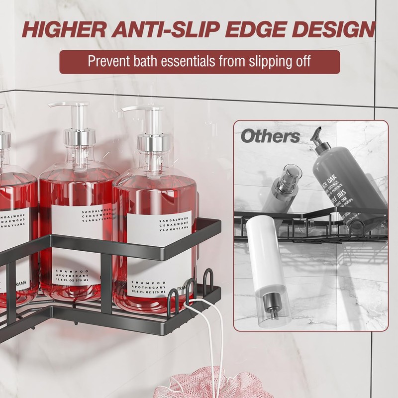 Youvip Adhesive Corner Shower Caddy with Soap Holder - Rustproof,