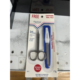 Manicare Stainless Precision Blades Cuticle Scissors Sapphire Nail File Set 8312