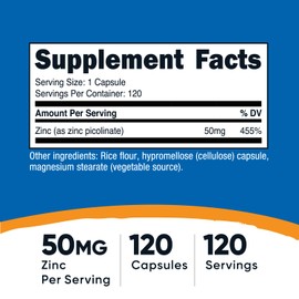 Nutricost Zinc Picolinate 50mg, 240 Vegetarian Capsules (3 Bottles) - Gluten Free and Non-GMO