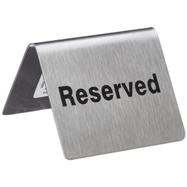 TableCraft Products B9"Reserved" Sign, Stainless Steel Table Tent, 4.75" x 2.125"