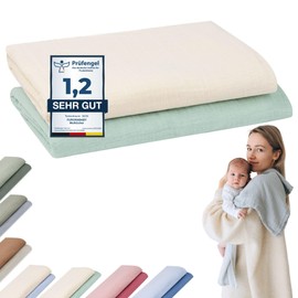 furora BABY Burp Cloths Baby 120 x 120 cm XXL Large - 100% Organic Muslin Cotton, Very Soft, Extremely Absorbent, Easy to Clean, Washable at 60°C, Muslin Cloths, First Equipment Newborn