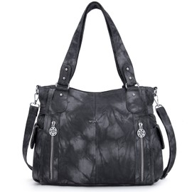 Angelkiss 2 Top Zippers Multi Pockets Women Handbags/Washed Leather Purses/Shoulder Bags 1193…