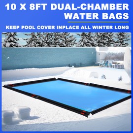 Pool Water Bags,8ft Heavy Duty Double Chamber Water Tubes Pool Cover Weights for Inground Pool,25 Gauge(0.3mm) Durable Water Bags for Winter Pool Cover (Black, 10Packs-8Ft)