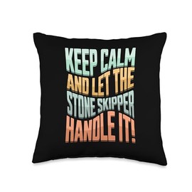Keep calm and let the Stone Skipping handle it! Rope Jumping Rock Skipper Stone Skipping Throw Pillow, 16x16, Multicolor
