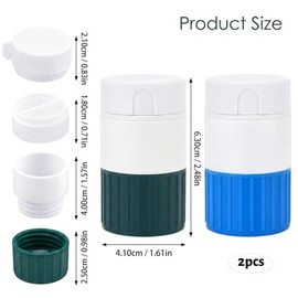 2Pcs Pill Crusher for Tablets, Dual Pill Grinder Set, Medication Management Tool, Portable Tablet Grinder with Storage Compartment, Set with 2.7 Ounce Capacity