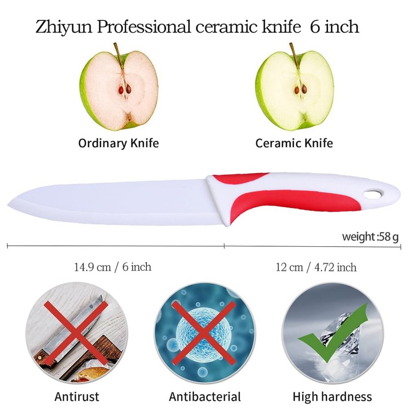 2 PCS Professional Ceramic knife 6”Meat knife 4” Fruit Knife,Kitchen