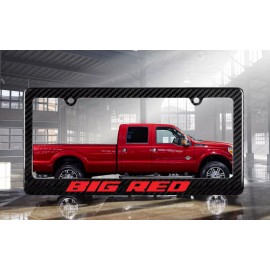 Unbranded Big Red Truck 100% Carbon Fiber License Plate Frame Fits All Trucks W/ Screws