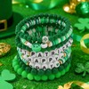 SHINUS BOHO St.Patrick's Day Green Beaded Bracelet for Women Men