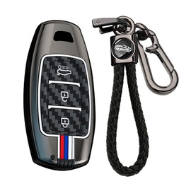 KUNIO Key Cover for Hyundai Kona Hybrid for Kona N for Hyundai I30 Fastback i30N Zinc Alloy Car Key Protection Key Case Key Fob 3 Buttons Grey