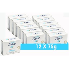 Baby Dove Baby Soap Bar Baby's Delicate Skin Rich Moisture Hypoallergenic Skin Care, Made With 1/4 Moisturising Cream 75g, 12 Pack
