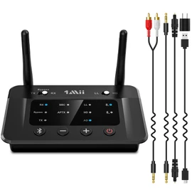 1Mii Bluetooth Transmitter Audio Receiver Bluetooth 5.3 Transceiver, for TV Amplifier, AUX Optical Digital RCA USB AAC aptX LL Low Latency aptX HD Classic Compatible, Dual Earphones/Headphones