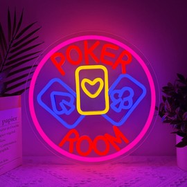 RuCvixkt Poker Room Neon Sign for Wall Decorations, Playing Cards USB Powered Light for Poker Room Man Cave Club Pub Bistro Home Bar Party Bedroom Decor