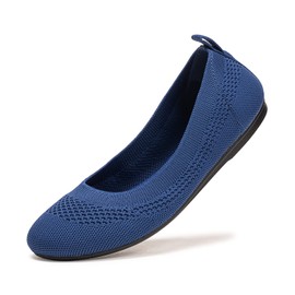 BEJINASH Zapatos planos de ballet para mujer, suaves, sin cordones, de punto, punta redonda, trabajo, malla plana, para mujer, zapatos cómodos y casuales, Azul Real, 11