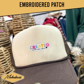 MOKOBOIZ Created With a Purpose 3 Inches Iron On/Sew On Embroidered Applique Patches, Bible Verse Embroidery Patches, DIY Accessories for Backpacks, Army Vests, Bags, Hats, Clothes, Gift for Christian