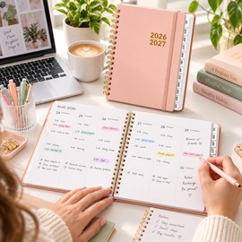 2026–2027 Academic Planner for School & Work – Hardcover Weekly Monthly Organizer with Tabs and Elastic Closure