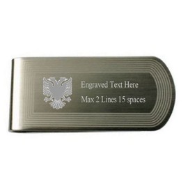 Albania Flag Eagle Money Clip Engraved Own Text with Message Box