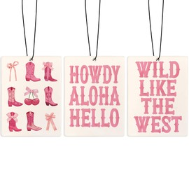 ZFQ Cute Pink Western Car Air Freshener, Coquette Preppy Pink Cowgirl Boots Air Freshener Hanging 3 Pcs for Cars Closet Drawer or Books, Cute Western Car Accessories Mirror Decor for Women